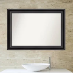 42" X 30" Non-Beveled Grand Bathroom Wall Mirror Black - Amanti Art -Umbra Home Decor Shop GUEST f6b2dda8 9b8e 4bd9 afec b5d37db42081