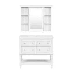 ModernLuxe 36'' Bathroom Vanity Set With Medicine Mirror Cabinet, Ceramic Sink & 4 Drawers, Solid Wood Frame Storage Cabinet, Beige/White -Umbra Home Decor Shop GUEST f6b79587 75c9 4381 96cb 43273b6e84b0