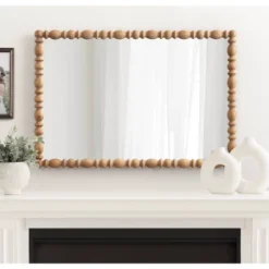 Kate & Laurel All Things Decor 23"X34" Prindle Turned Wood Rectangle Mirror Rustic Brown -Umbra Home Decor Shop GUEST f6e11002 8c56 4f01 900a d50de48ea17d