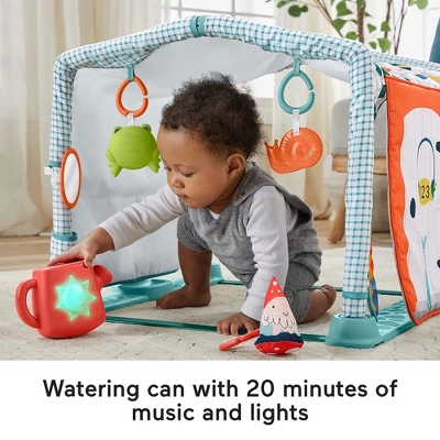 Camco Fisher-Price 3-in-1 Crawl & Play Activity Gym With Mirror, Frog Rattle, Snail Teether, Crinkle Garden Gnome And Watering Can For Newborn To Toddler 4 Camco Fisher-Price 3-in-1 Crawl & Play Activity Gym With Mirror, Frog Rattle, Snail Teether, Crinkle Garden Gnome And Watering Can For Newborn To Toddler - Image 4