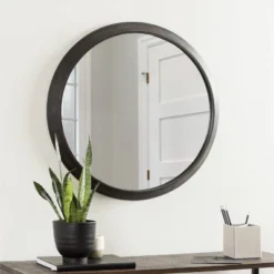 24" X 2" Uldrich Wood Framed Decorative Wall Mirror Black - Kate & Laurel All Things Decor -Umbra Home Decor Shop GUEST f6e4da80 4f0a 47b5 997d 502d141d7538
