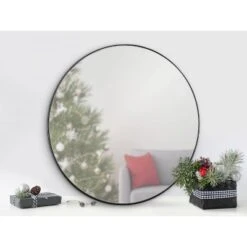 22" Rollo Round Wall Mirror Black - Kate & Laurel All Things Decor -Umbra Home Decor Shop GUEST f71a47eb b871 4071 b265 3deabbb3cceb
