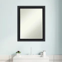 Amanti Art Nero Black Petite Bevel Wood Bathroom Wall Mirror 27.5 X 21.5 In. -Umbra Home Decor Shop GUEST f7c1fc14 c77b 48a4 adce 09fa53425c48