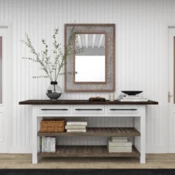 Wood Wall Mirror With Embossed Metal Gray - Olivia & May -Umbra Home Decor Shop GUEST f7c9eec8 43d5 44da 85d5 c681c5306650