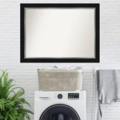 44" X 33" Non-Beveled Eva Black Silver Wall Mirror - Amanti Art: Modern Rectangular, Polystyrene Frame, Wall Mount -Umbra Home Decor Shop GUEST f7d9779d a9c7 4b1b beb4 918883d26c35