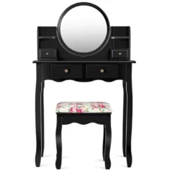 Tangkula Vanity Table Set W/Detachable Mirror & Stool Black/White -Umbra Home Decor Shop GUEST f83335d1 011d 4227 9ca8 6ab199ead044