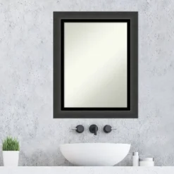 23" X 29" Non-Beveled Tuxedo Black Bathroom Wall Mirror - Amanti Art -Umbra Home Decor Shop GUEST f8ea6fcf e5e5 4dba bca8 02b4d8394cc5