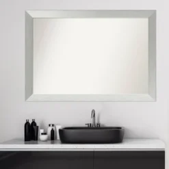 40" X 28" Non-Beveled Wood Bathroom Wall Mirror Brushed Sterling Silver - Amanti Art -Umbra Home Decor Shop GUEST f8fbca87 70bf 4499 b177 e741d96756eb