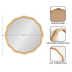 Kate & Laurel All Things Decor 26"x26" Rahfy Scallop Framed Wall Mirror Natural: Bohemian Style, No Assembly Required -Umbra Home Decor Shop GUEST f97a3614 a30f 4a05 9154 bac22b8bf629