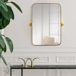 Hamilton Hills 16" X 24" Gold Beveled Framed Metal Rectangular Mirror With Hinges Brackets