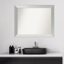 32" X 26" Non-Beveled Wood Bathroom Wall Mirror Brushed Sterling Silver - Amanti Art -Umbra Home Decor Shop GUEST fa2f0b8c e8be 4afb a006 285e0b283d0e