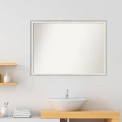 40"x29" Non-Beveled Two Tone Wood Bathroom Wall Mirror Silver - Amanti Art: Modern Vanity Accessory, Wall Mount -Umbra Home Decor Shop GUEST fa646837 620a 46d2 b3ba af15ed41c15b