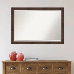 39" X 27" Wildwood Narrow Framed Wall Mirror Brown - Amanti Art -Umbra Home Decor Shop GUEST fa65792e 0bbd 4eb2 96f6 79aa4600b54c