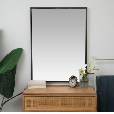 Hamilton Hills 30" X 40" Rectangular Wenge Framed Mirror 1 Hamilton Hills 30" X 40" Rectangular Wenge Framed Mirror