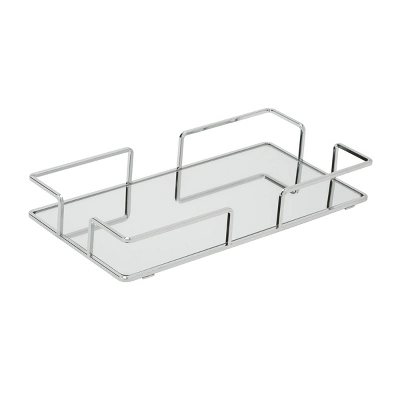 Modern Rectangular Design Mirror Vanity Bathroom Tray Silver - Home Details 2 Modern Rectangular Design Mirror Vanity Bathroom Tray Silver - Home Details - Image 2