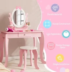 Costway Kid Vanity Table Stool Set With Adjustable Mirror Storage Drawer Makeup Pink 14 Costway Kid Vanity Table Stool Set With Adjustable Mirror Storage Drawer Makeup Pink -Umbra Home Decor Shop GUEST fb94d9ce 78b9 4634 bd63 26a668a3345d