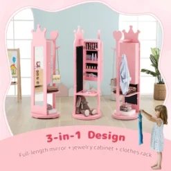Tangkula Kids Jewelry Cabinet Standing Children Jewelry Organizer W/ Full-Length Mirror -Umbra Home Decor Shop GUEST fbad2f93 1c26 4339 8d2f 71a32cd938e5