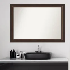 41" X 29" Non-Beveled Lara Wood Bathroom Wall Mirror Bronze - Amanti Art -Umbra Home Decor Shop GUEST fc165f96 e8c3 49ce a809 9ec4fb8631b5