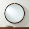 Noble Park Kensington Round Vanity Wall Mirror Modern Glam Black Gold Wood Frame 32" Wide Bathroom Bedroom Living Room Home House Office