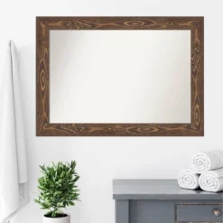 42" X 30" Non-Beveled Bridge Wood Bathroom Wall Mirror Brown - Amanti Art -Umbra Home Decor Shop GUEST fe6d0365 48cf 4acc af56 ca78d211501a