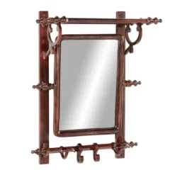 15" X 20" Bathroom Wall Rack With Hooks And Rectangular Mirror - Olivia & May -Umbra Home Decor Shop GUEST fe9c86a2 129f 4a16 97d7 29927cd888fa