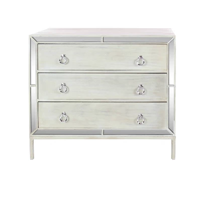 Glam Painted Wood And Mirror Chest White - Olivia & May 3 Glam Painted Wood And Mirror Chest White - Olivia & May - Image 3