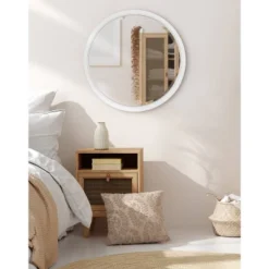 24" X 24" Hogan Round Framed Decorative Wall Mirror White - Kate & Laurel All Things Decor -Umbra Home Decor Shop GUEST ff4bebe5 ca33 40b9 bedc 6d4e4c1ae237