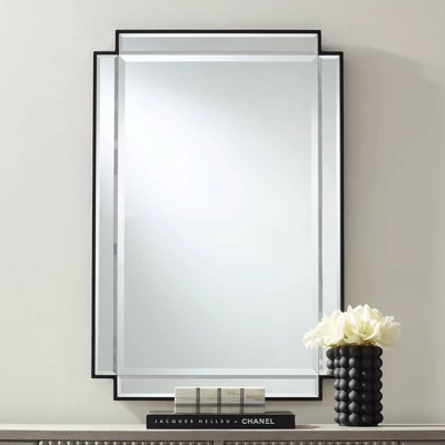 Noble Park Gatsby Rectangular Vanity Decorative Wall Mirror Modern Beveled Edge Matte Black Metal Frame 27" Wide Bathroom Bedroom 1 Noble Park Gatsby Rectangular Vanity Decorative Wall Mirror Modern Beveled Edge Matte Black Metal Frame 27" Wide Bathroom Bedroom