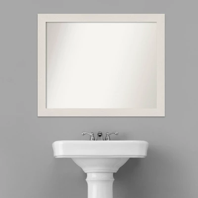 32" X 26" Non-Beveled Rustic Plank White Narrow Bathroom Wall Mirror - Amanti Art 7 32" X 26" Non-Beveled Rustic Plank White Narrow Bathroom Wall Mirror - Amanti Art - Image 7