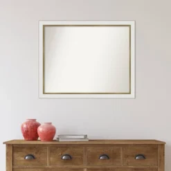 Amanti Art 31" X 25" Non-Beveled Eva White Gold Narrow Wall Mirror : Modern Rectangle, Polystyrene Frame -Umbra Home Decor Shop GUEST ff903558 8903 48ed b986 3e5c076d9414