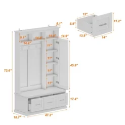 Famapy 47" White Hall Tree With Full-Length Mirror, Shelves, Drawers & Coat Hooks Entry Organizer -Umbra Home Decor Shop GUEST ffd513cf 4139 4a89 91f8 a0746ae2e7eb